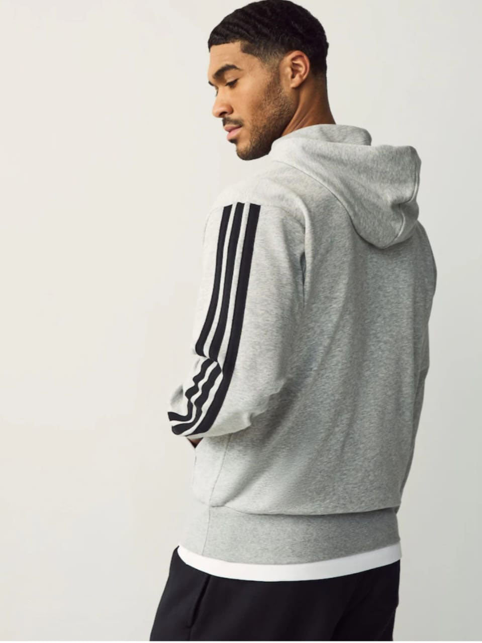 Men’s Classic Grey Hoodie with Black Stripe Sleeves – ChooseFirstIndustry