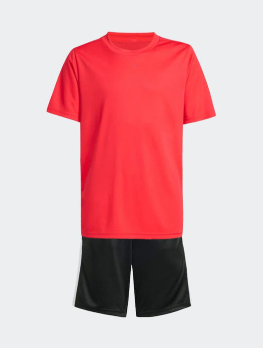 Men's Red Athletic T-Shirt and Black Shorts Set | Performance Sportswear Co-ord