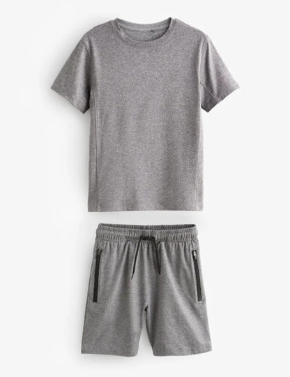 Men's Gray Athletic T-Shirt and Shorts Set | Performance Sportswear Co-ord