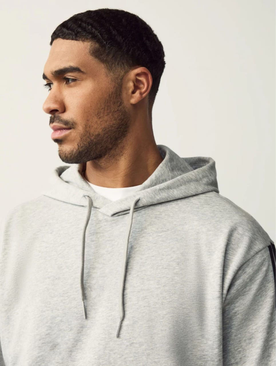 Men’s Classic Grey Hoodie with Black Stripe Sleeves – ChooseFirstIndustry